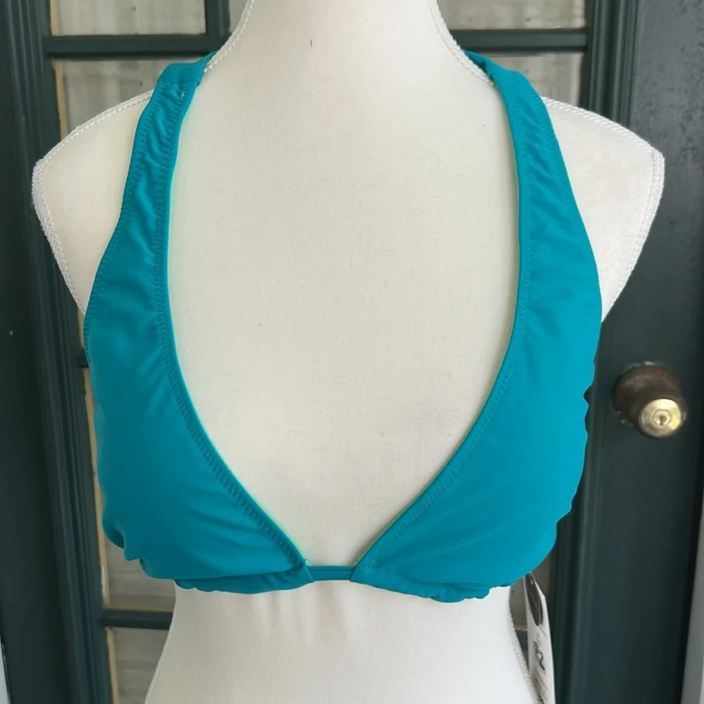 No Boundaries NWT Reversible Teal & Green Triangle Bikini Top